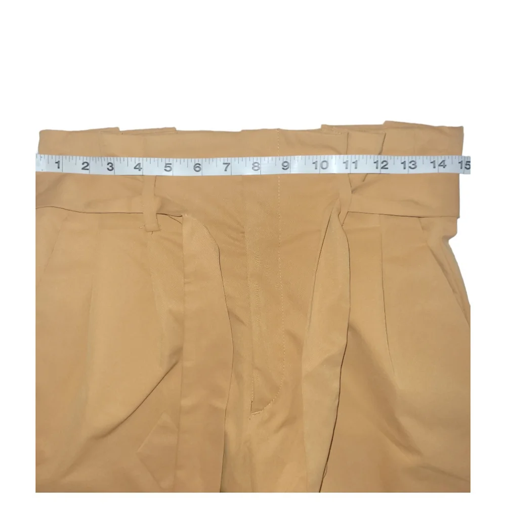 Women's H&M Pants, Ankle-length Tie-belt Pants Mustard, Size 8